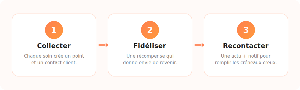 Les 3 étapes : collecter, fidéliser, recontacter